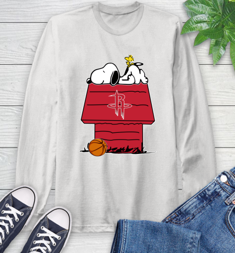 Houston Rockets NBA Basketball Snoopy Woodstock The Peanuts Movie Long Sleeve T-Shirt