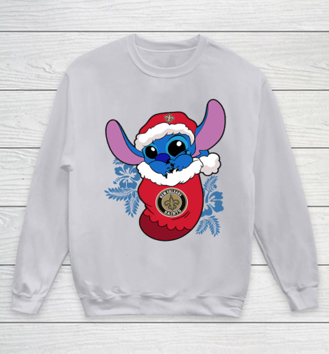 New Orleans Saints Christmas Stitch In The Sock Funny Disney NFL Youth Sweatshirt 4