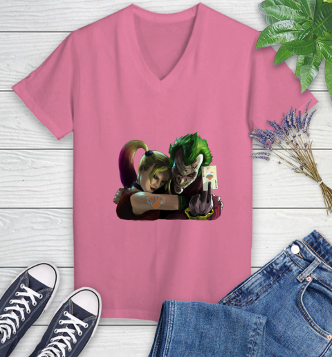New York Knicks NBA Basketball Joker Harley Quinn Suicide Squad Women's V-Neck T-Shirt - Image 14