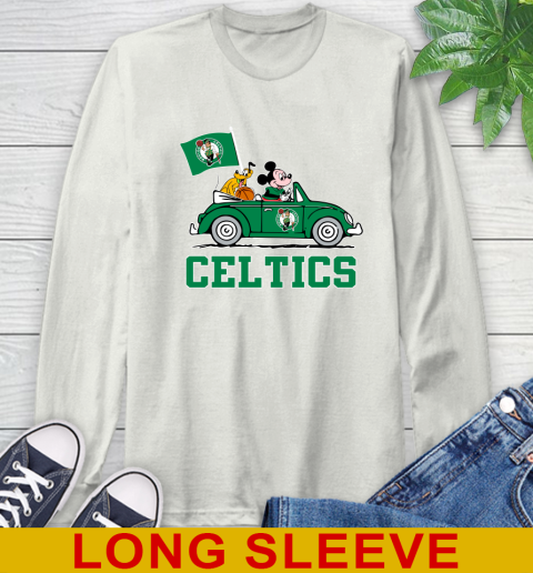 NBA Basketball Boston Celtics Pluto Mickey Driving Disney Shirt Long Sleeve T-Shirt 12