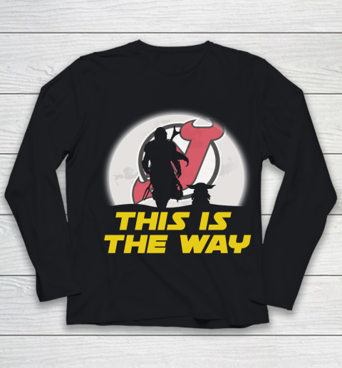 New Jersey Devils NHL Ice Hockey Star Wars Yoda And Mandalorian This Is The Way Youth Long Sleeve
