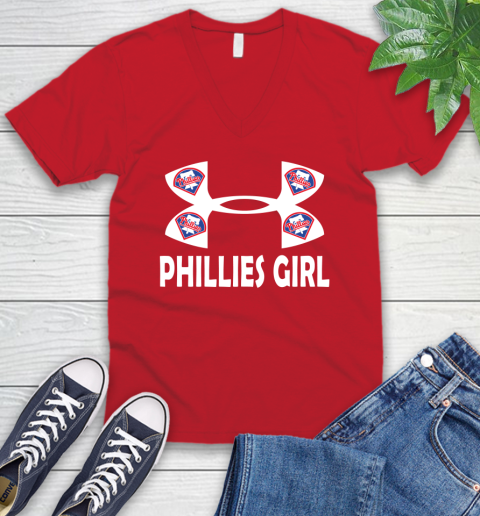 MLB Philadelphia Phillies Under Armour Baseball Sports V-Neck T-Shirt 6