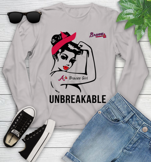 MLB Atlanta Braves Girl Unbreakable Baseball Sports Youth Long Sleeve 9