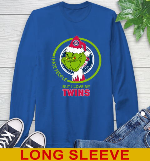 Minnesota Twins MLB Christmas Grinch I Hate People But I Love My Favorite Baseball Team Long Sleeve T-Shirt 9