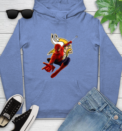NFL Spider Man Avengers Endgame Football Minnesota Vikings Youth Hoodie 12