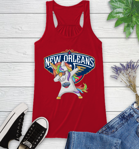 New Orleans Pelicans NBA Basketball Funny Unicorn Dabbing Sports Racerback Tank 6