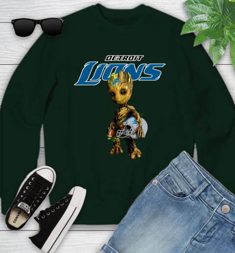 Detroit Lions NFL Football Groot Marvel Guardians Of The Galaxy Youth Sweatshirt 10