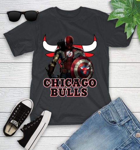 Chicago Bulls NBA Basketball Captain America Thor Spider Man Hawkeye Avengers Youth T-Shirt 2