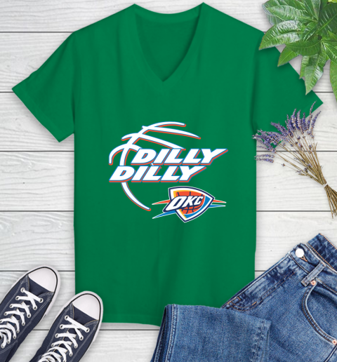 NBA Oklahoma City Thunder Dilly Dilly Basketball Sports Women's V-Neck T-Shirt 5