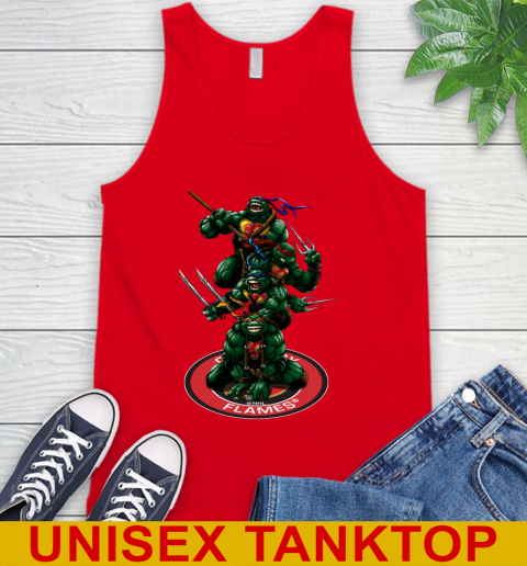 NHL Hockey Calgary Flames Teenage Mutant Ninja Turtles Shirt Tank Top - Image 7