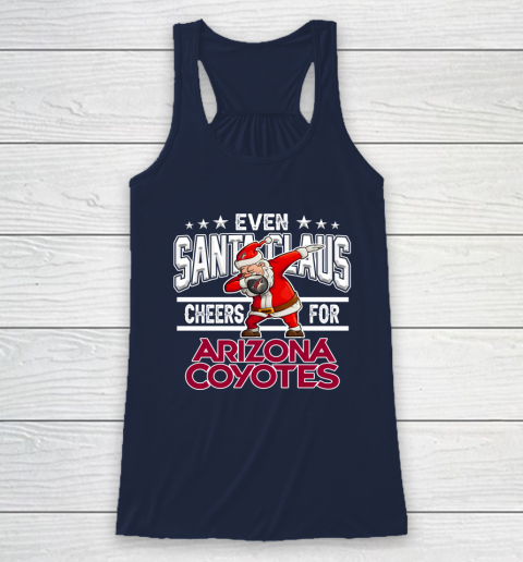 Arizona Coyotes Even Santa Claus Cheers For Christmas NHL Racerback Tank 8