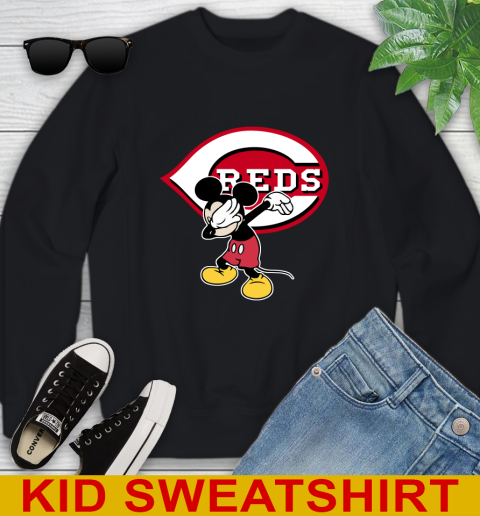 Cincinnati Reds MLB Baseball Dabbing Mickey Disney Sports Youth Sweatshirt 2