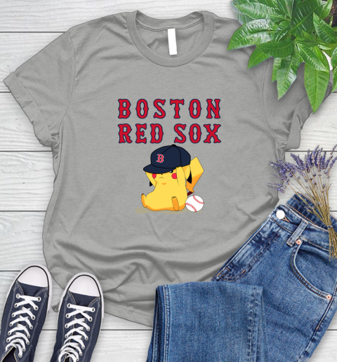 MLB Pikachu Baseball Sports Boston Red Sox Women's T-Shirt 10