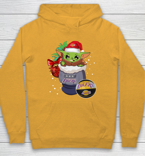 Los Angeles Lakers Christmas Baby Yoda Star Wars Funny Happy NBA Hoodie 3
