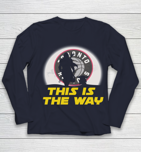 Toronto Raptors NBA Basketball Star Wars Yoda And Mandalorian This Is The Way Youth Long Sleeve 2