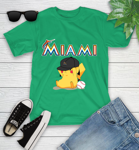 MLB Pikachu Baseball Sports Miami Marlins Youth T-Shirt 6