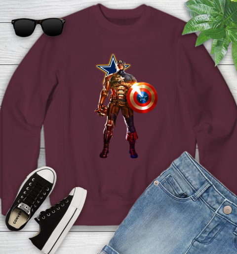 NFL Captain America Marvel Avengers Endgame Football Sports Dallas Cowboys Youth Sweatshirt 5