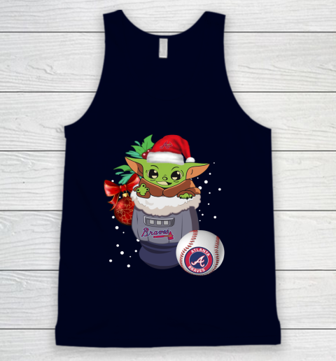 Atlanta Braves Christmas Baby Yoda Star Wars Funny Happy MLB Tank Top 3