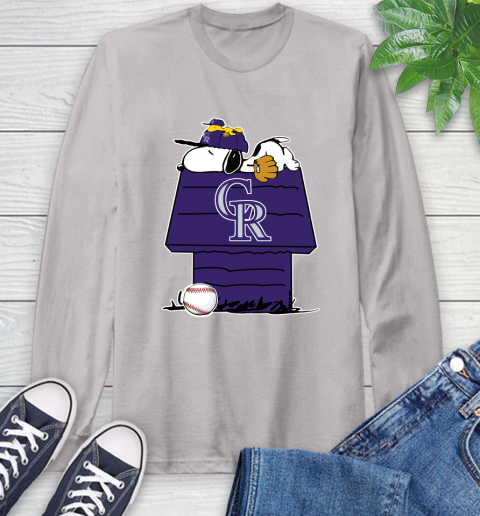 MLB Colorado Rockies Snoopy Woodstock The Peanuts Movie Baseball T Shirt Long Sleeve T-Shirt 12