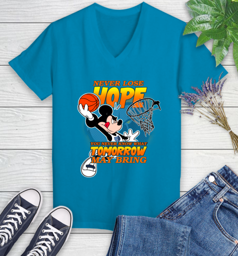 Memphis Grizzlies NBA Basketball Mickey Disney Never Lose Hope Women's V-Neck T-Shirt 7