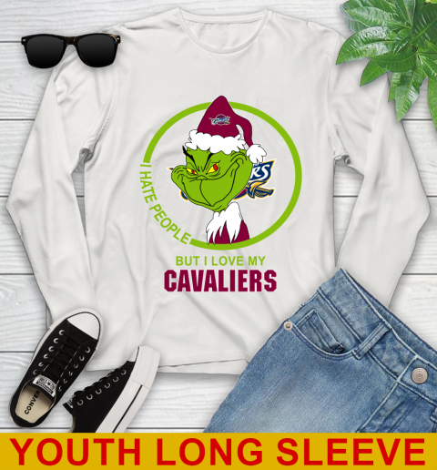 Cleveland Cavaliers NBA Christmas Grinch I Hate People But I Love My Favorite Basketball Team Youth Long Sleeve 12