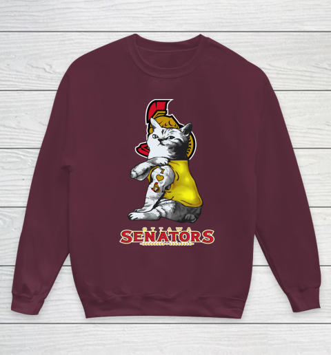 NHL My Cat Loves Ottawa Senators Hockey Youth Sweatshirt 4