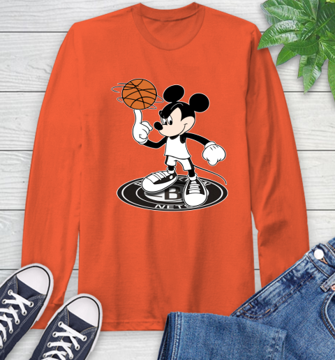 NBA Basketball Brooklyn Nets Cheerful Mickey Disney Shirt Long Sleeve T-Shirt 5