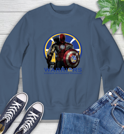 Golden State Warriors NBA Basketball Captain America Thor Spider Man Hawkeye Avengers Sweatshirt 7
