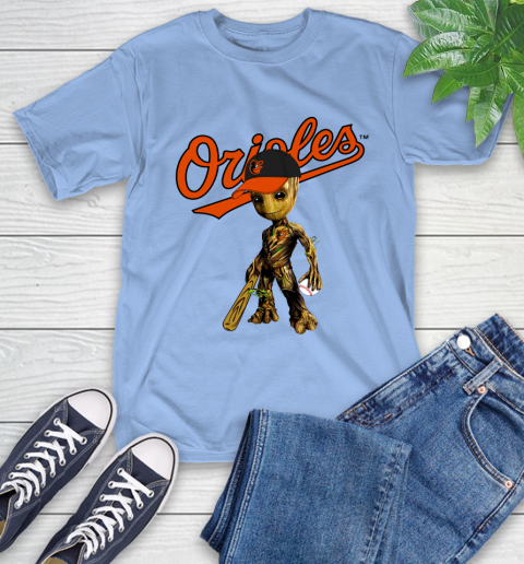 MLB Baltimore Orioles Groot Guardians Of The Galaxy Baseball T-Shirt 11