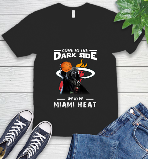 NBA Come To The Dark Side We Have Miami Heat Star Wars Darth Vader Basketball V-Neck T-Shirt