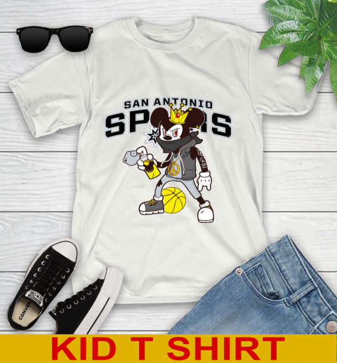 San Antonio Spurs NBA Basketball Mickey Peace Sign Sports Youth T-Shirt