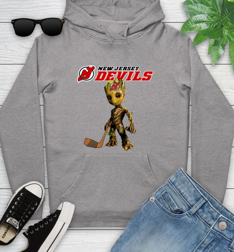 New Jersey Devils NHL Hockey Groot Marvel Guardians Of The Galaxy Youth Hoodie 6