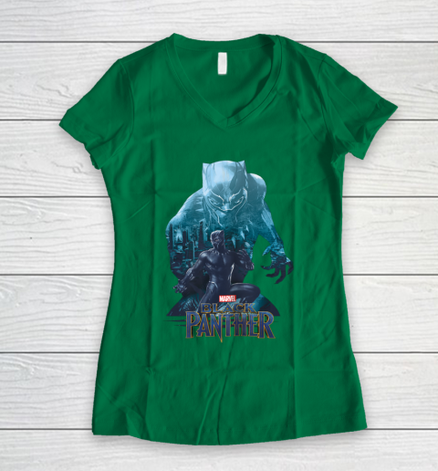 For Fan Black Panther Movie Wakanda City Silhouette Women s V Neck T Shirt Tee For Sports