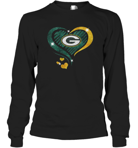 Nfl Green Bay Packers Diamond Heart Shirt Long Sleeve