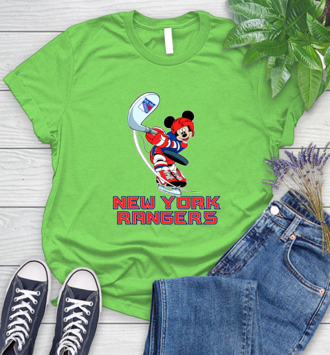 NHL Hockey New York Rangers Cheerful Mickey Mouse Shirt Women's T-Shirt 10