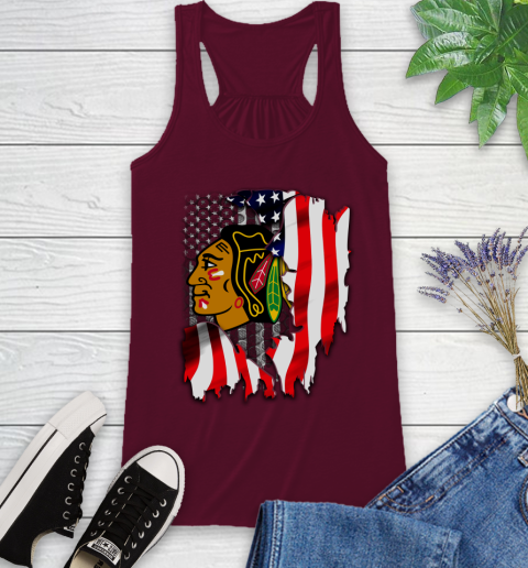 Chicago Blackhawks NHL Hockey American Flag Racerback Tank 2