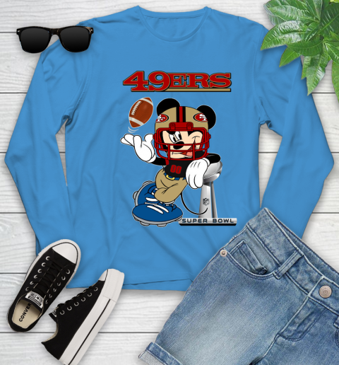 NFL San Francisco 49ers Mickey Mouse Disney Super Bowl Football T Shirt Youth Long Sleeve 7