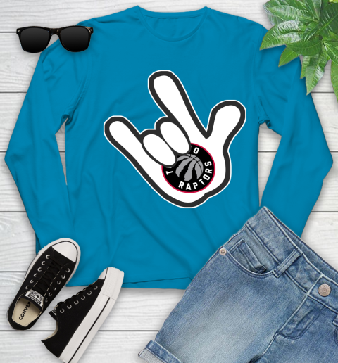 Toronto Raptors NBA Basketball Mickey Rock Hand Disney Youth Long Sleeve 7