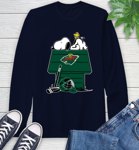 Minnesota Wild NHL Hockey Snoopy Woodstock The Peanuts Movie Long Sleeve T-Shirt 4