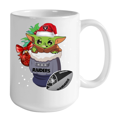 Oakland Raiders Christmas Baby Yoda Star Wars Funny Happy NFL Color Changing Mug 15oz 2