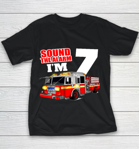 Kids Fire Truck 7th Birthday T Shirt Boy Firefighter 7 Years Old Youth T-Shirt