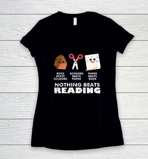 Nothing Beats Reading Book Librarian Across America Women's V-Neck T-Shirt