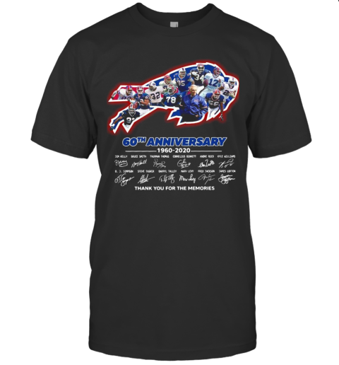 Buffalo Bills 60Th Anniversary 1960 2020 Thank You For The Memories Signature T-Shirt
