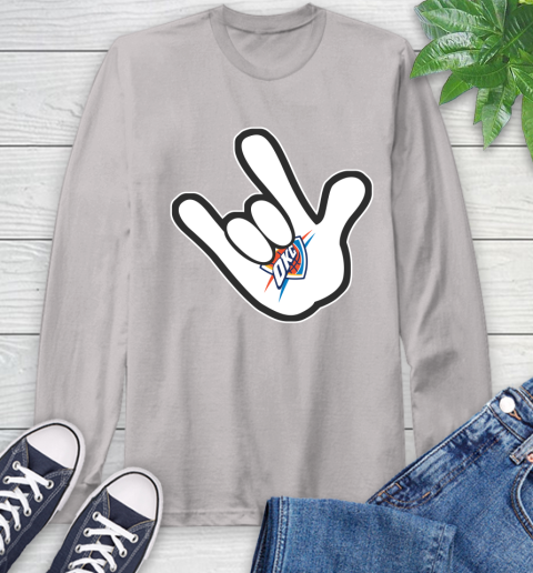 Oklahoma City Thunder NBA Basketball Mickey Rock Hand Disney Long Sleeve T-Shirt 12