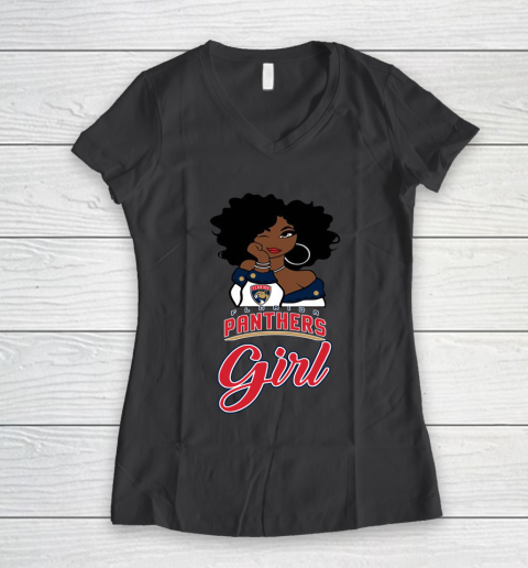 Florida Panthers Girl NHL Women's V-Neck T-Shirt 8