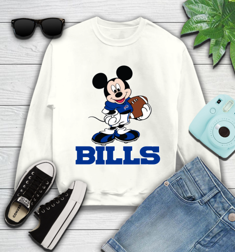 NFL Football Buffalo Bills Cheerful Mickey Mouse Shirt Youth Sweatshirt 2