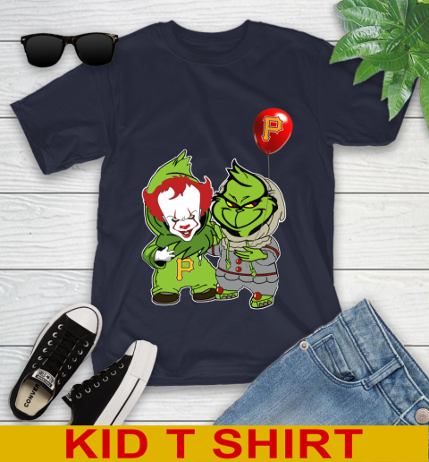 Baby Pennywise Grinch Christmas MLB Baseball Pittsburgh Pirates Youth T-Shirt 3
