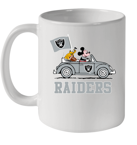 NFL Football Oakland Raiders Pluto Mickey Driving Disney Shirt Ceramic Mug 11oz