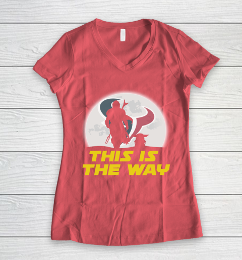 Houston Texans NFL Football Star Wars Yoda And Mandalorian This Is The Way Women's V-Neck T-Shirt 4