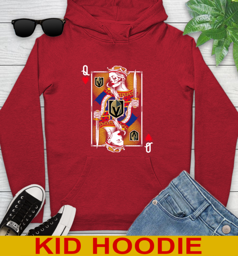 NHL Hockey Vegas Golden Knights The Queen Of Hearts Card Shirt Youth Hoodie 11